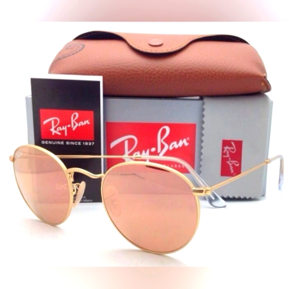 LIKE NEW Ray Ban Round Metal Pink Flash RB3447 Men /Women Sunglasses - Picture 4 of 16
